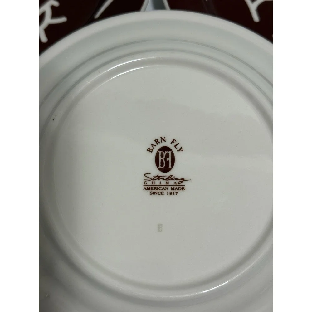 Barn Fly BF Sterling China Brown Ranch Western Salad Plates Set‎ Of 3, Farmhouse